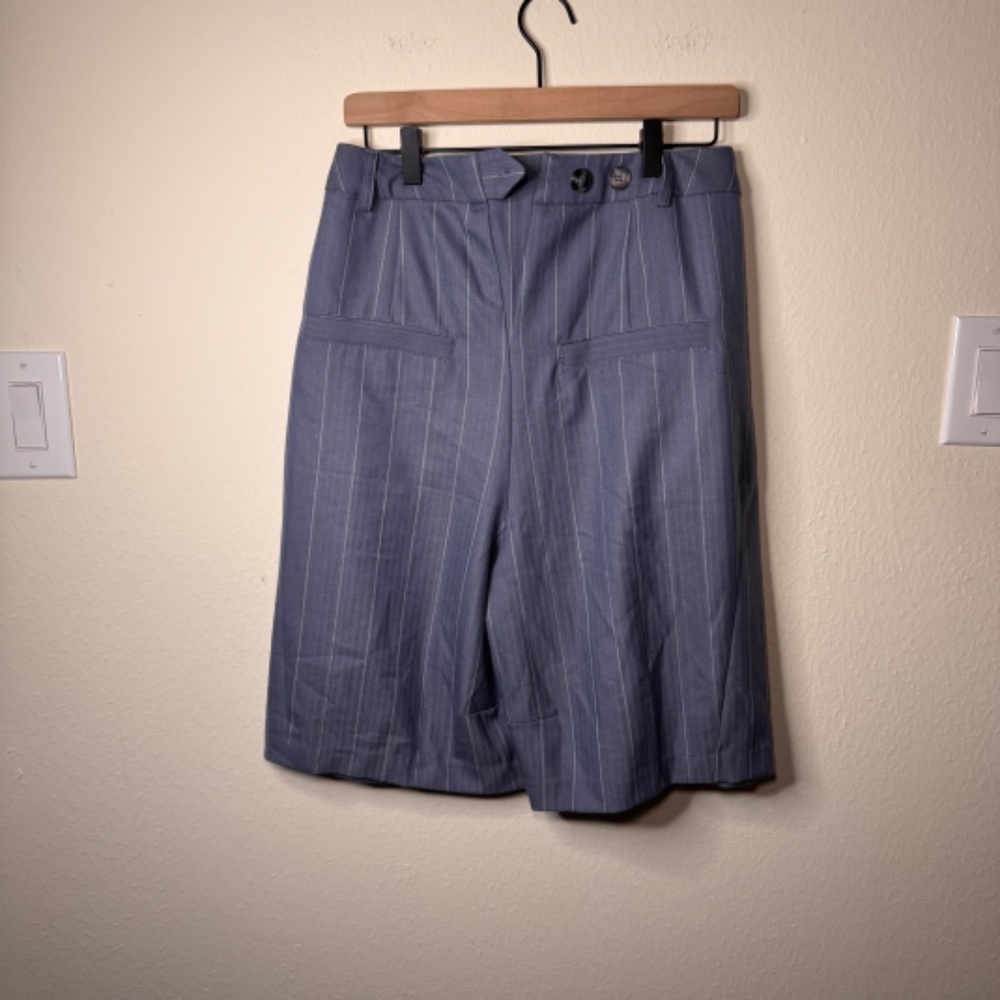 Free People Something About You Trouser Shorts Size 2 Grey Blue Pinstripe NWT - Picture 3 of 7
